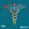 The logo for MedTech Solutions features a clean and modern design that embodies innovation in healthcare technology